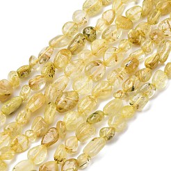 Нити бусин из натурального золота с рутилированным кварцем G-K395-A09-01