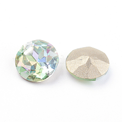 Cabochon in vetro con strass in vetro placcato oro e schiena a punta&nbsp;RGLA-J012-8mm-214LS