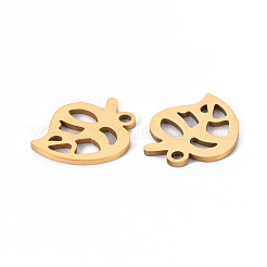 ステンレスペンダント201個  レーザーカットペンダント  葉  ゴールドカラー  15x13x1mm  穴：1.6mm&nbsp;STAS-S110-079G