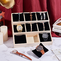 3-stufiger 9-Gitter-Armbandständer aus Holz&nbsp;BDIS-WH0003-33B