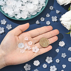 600種類のアクリルビーズキャップ10個  花  ホワイト  8~17x6~18x2.5~10.5mm  穴：1.2~2mm  60個/スタイル&nbsp;OACR-SC0002-37