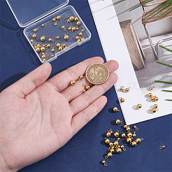 変色しない304ステンレススチールチャーム80個、4つのスタイル  ボールチャーム  18KGP本金メッキ  6~9x3~6mm  穴：1.6~1.8mm  20個/スタイル&nbsp;STAS-UN0062-75