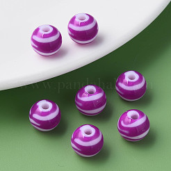 不透明な縞模様のアクリルビーズ  ラウンド  ミディアム蘭  11.5x10.5mm  穴：2.5mm  約549個/500g&nbsp;MACR-S373-27A-02