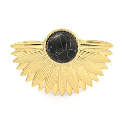 Anillos de brazalete de turquesa sintética de acero inoxidable 304 con revestimiento iónico (IP)&nbsp;G-Z056-07G-03