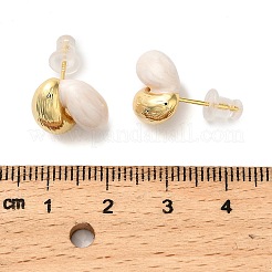 真鍮エナメルスタッドピアス  14KGP本金メッキ  ホーン  13x12mm&nbsp;EJEW-P308-09A-G