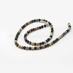 天然多色碧玉/ピカソストーン/ピカソ碧玉ビーズ連売り  ラウンド  4mm  穴：1mm  約89個/連  15.3インチ（39cm）&nbsp;G-G735-45-4mm