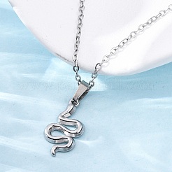 Collane con ciondolo in acciaio inossidabile 304 a forma di serpente&nbsp;NJEW-M096-03P