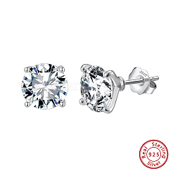 925 серьги-гвоздики из стерлингового серебра с прозрачным кубическим цирконием EJEW-G443-05P