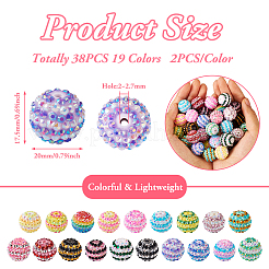 38 Stück 19 Farben Harz Strass Perlen Sets&nbsp;RESI-TA0001-81