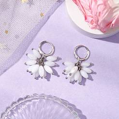 女性用シェルフープピアス  真鍮製のピアスパーツ  プラチナ  29mm&nbsp;EJEW-TA00585