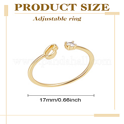 1 anillo abierto con letras de latón y rhinestone para mujer&nbsp;AJEW-LP0004-47C-G