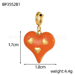 Подвески в форме сердца из нержавеющей стали 304 с эмалью&nbsp;STAS-OY004-09G