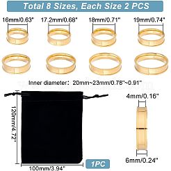 16 шт. 8 размер 201 нержавеющая сталь рифленое кольцо для мужчин и женщин RJEW-UN0002-37