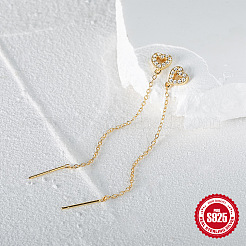 S925 полое сердце из стерлингового серебра цепочка кисточка серьга нить DS1880-1