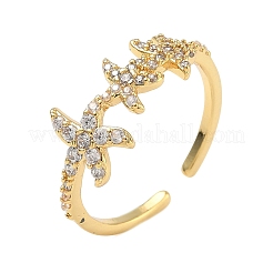 Anelli aperti con polsino in acciaio inossidabile 304 e zirconi cubici per donna&nbsp;LS-RJEW-Z122-02G-04