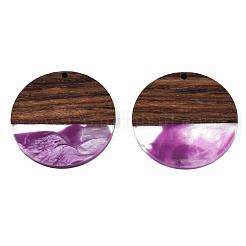 Pendenti in resina trasparente e legno di noce&nbsp;RESI-T035-35A