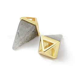 天然石ラブラドライトペンダント  金メッキの真鍮製金具が付いた三角形のチャーム  18.5mm  穴：2x3mm&nbsp;G-A222-02G-09
