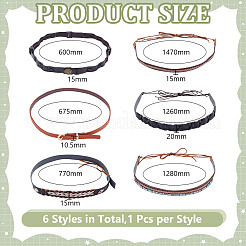 6 шт. 6 стиля резинки для ковбойской шляпы из искусственной кожи и сплава DIY-HY0003-06