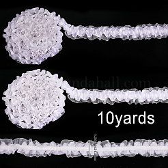 シフォンレーストリム  プリーツレースリボン  衣料品用  ホワイト  1-1/4インチ（31.5mm）  10ヤード/袋&nbsp;OCOR-WH0047-57A