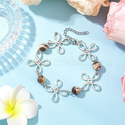 Сплав натуральных смешанных драгоценных камней звенья браслеты для женщин&nbsp;BJEW-JB11684