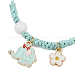 Браслеты с подвесками из сплава цветов и слонов с эмалью BJEW-JB11696-01
