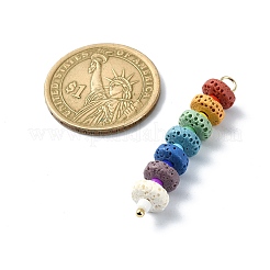 Pendentifs ronds plats teints en pierre de lave naturelle chakra&nbsp;PALLOY-JF02528-01