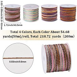 4 рулон 4-цветного сегментно окрашенного круглого нейлонового шнура с китайским узлом&nbsp;WCOR-SC0001-02B