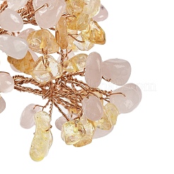 Natürlicher Rosenquarz & natürliche gelbe Quarzsplitter als Baumschmuck&nbsp;DJEW-M012-03C