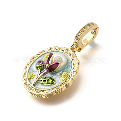 Латунные подвески с микропаве из кубического циркония и эмали KK-R222-13G-02