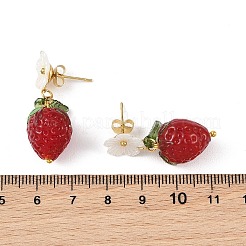 Boucles d'oreilles pendantes artisanales en verre filé et acrylique&nbsp;EJEW-JE07216