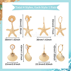 4 пара серег с подвесками из сплава 4 стилей&nbsp;EJEW-GA0001-05