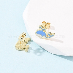 Серьги-гвоздики из латуни EJEW-B152-01G-03