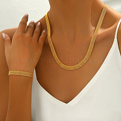 Винтажные латунные вязанные сетчатые браслеты и ожерелья наборы для женщин LL3079