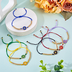 6шт 6-цветный сплав эмалевых звеньев браслеты для женщин&nbsp;BJEW-TAC0042