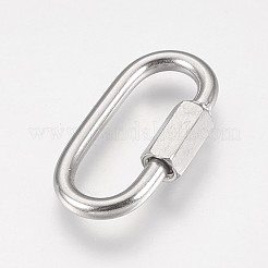 変色しにくい304ステンレススチール製キーチェーン留め具  オーバル  ステンレス鋼色  37x20x7mm&nbsp;X-STAS-K183-02-A