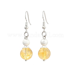 Серьги-подвески из латуни с синтетическим цитрином EJEW-JE06588-03