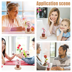 1 набор стеклянный Стеклянный Колпак-террариум с 1 шт. ручной работы крючком искусственные сливовые бутоны в горшках DJEW-WR0001-01C