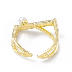 Покрытие стойки экологически чистые латунные кольца из прозрачного кубического циркония с микропаве RJEW-B025-02G