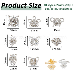 20 stücke 20 arten blume/herz/stern/schmetterling/blatt allloy anti-glare anstecknadeln broschen&nbsp;JEWB-FH0001-66