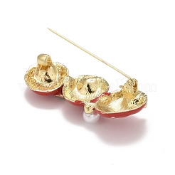 Эмалированная булавка с рождественским яблоком и жемчугом из смолы JEWB-A004-30G