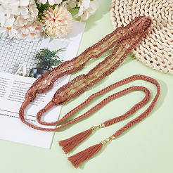 1 шт. хлопковые и льняные цветочные кружевные пояса с кисточками для талии и живота&nbsp;AJEW-GF0012-32B