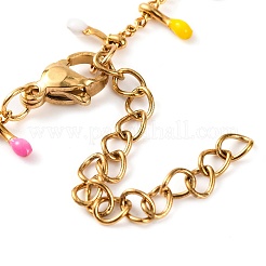 Braccialetti con ciondolo ovale in smalto colorato in acciaio inossidabile 304 per donna&nbsp;BJEW-G711-08G