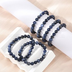 Bracelets extensibles en perles rondes en sodalite naturelle&nbsp;BJEW-F203-05