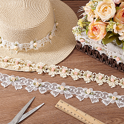 4 ярд 4 стилей отделки из органзы с цветочным кружевом SRIB-GA0001-10