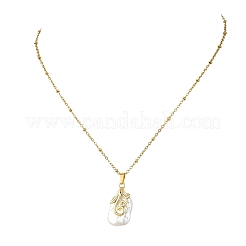 Colliers pour femmes avec pendentif rectangulaire en perle baroque keshi en forme de fleur&nbsp;NJEW-JN06173