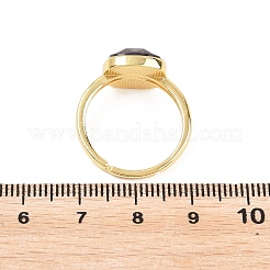 真鍮金具付き天然アメジスト指輪  正方形  多面カット  ラックめっき  ゴールドカラー  17mm&nbsp;G-H353-04G-04