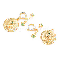 Реечное покрытие латунь микро паве прозрачный кубический цирконий застежки-тоггл KK-N233-183