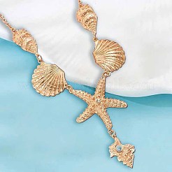 Летние пляжные ожерелья из сплава со стразами в форме ракушки с подвеской в виде морской звезды для женщин&nbsp;FS-WGE00B6-01