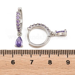 Boucles d'oreilles créoles pendantes en laiton serties de micro-pavés de zirconiums cubiques&nbsp;KK-Z166-13P-01