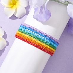 Set di braccialetti con perline di vetro stile arcobaleno da 7 pezzo per donna&nbsp;BJEW-JB10065-02